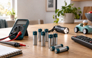 AA-Batterien und Akkus im Vergleich mit Multimeter, Taschenlampe, Fernbedienung und Spielzeug