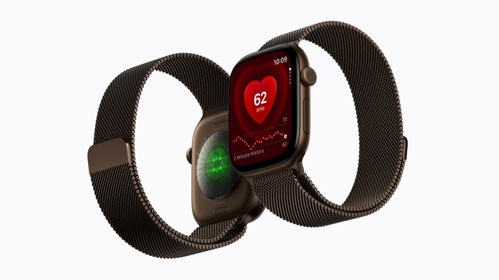 Apple Watch Series 12 mit Herzfrequenz-App und Sensoren – offizielles Apple Pressebild