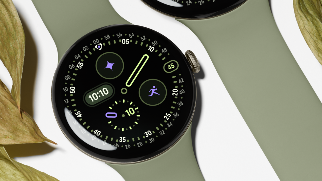 Google Pixel Watch 5 mit olivgrünem Armband – offizielles Google Pressebild