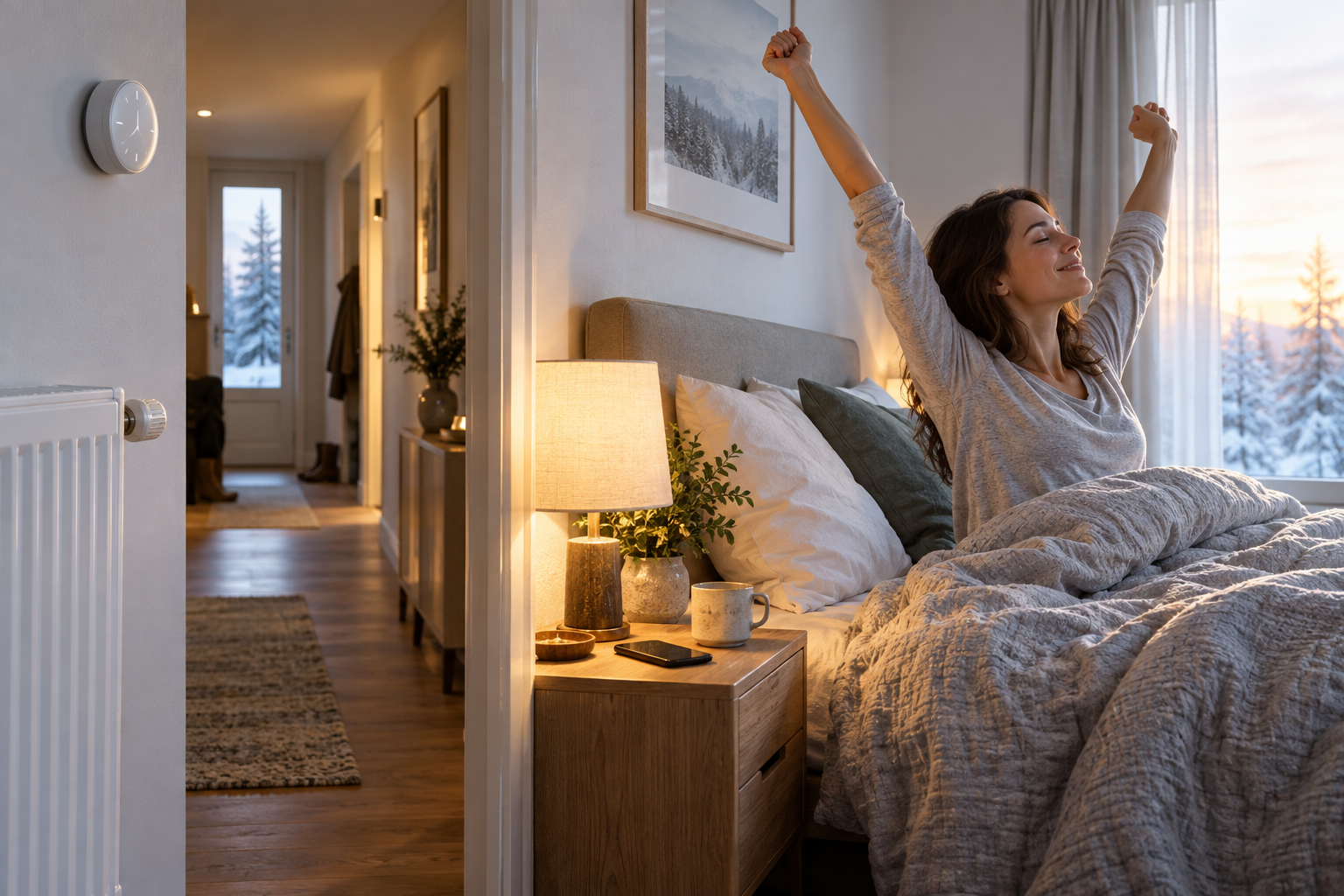 Sanfter Start in einen Wintermorgen mit Licht- und Heizungsroutine