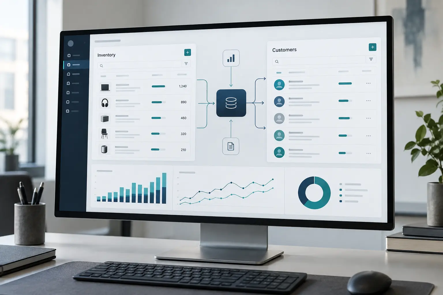 Systeme miteinander verbinden. – schematische Softwareansicht
