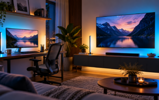 SwitchBot Light Bars beleuchten Schreibtisch und Fernseher mit Farbe und Weißlicht
