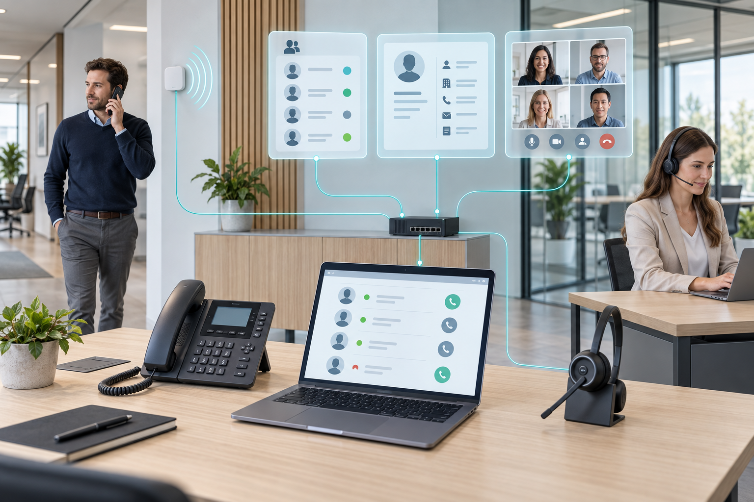 Schnurlos telefonieren und Telefonie mit Geschäftsanwendungen verbinden
